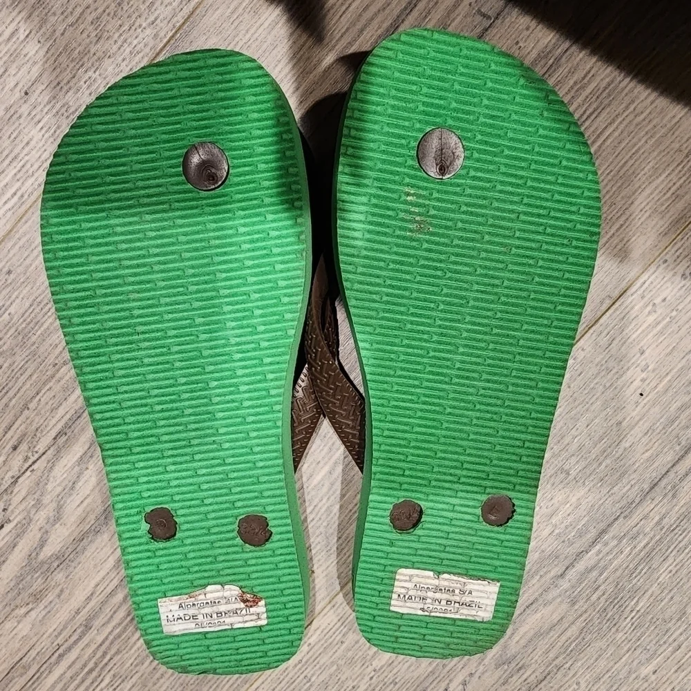 Havaianas Green Minecraft Sandals Flip Flops Size 3-4Y Summer Gamer Rare Shoe